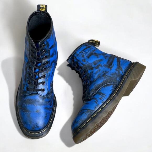 Dr. Martens Shoes - Vintage MIE UK7 90s Dr. Martens 1460 Electric Blue Rub-Off Leather Boots England